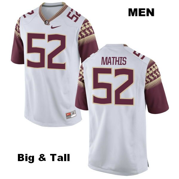 Men's NCAA Nike Florida State Seminoles #52 Jamario Mathis College Big & Tall White Stitched Authentic Football Jersey AXY5169DS